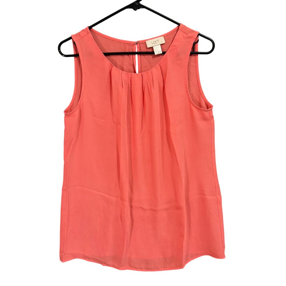 LOFT Outlet Womens Blouse Pink Pleated Crew Neck Sleeveless Small